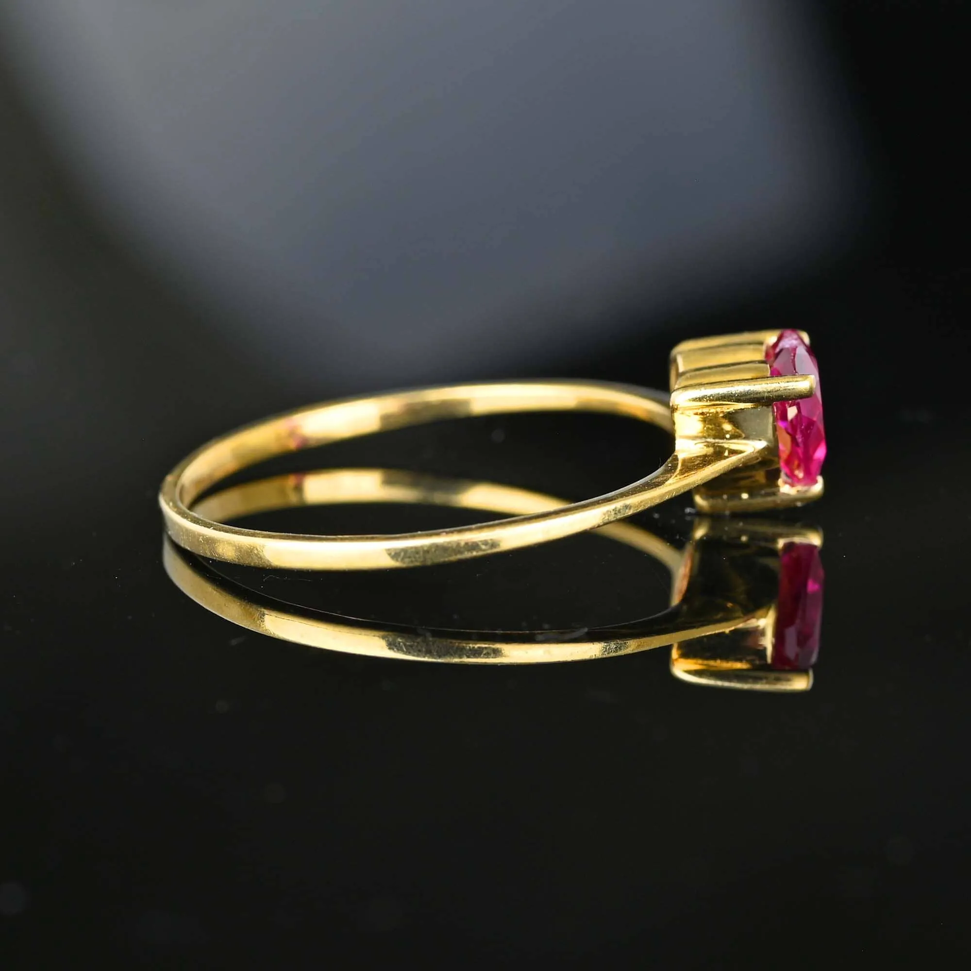 Vintage 10K Gold Solitaire Ruby Heart Ring