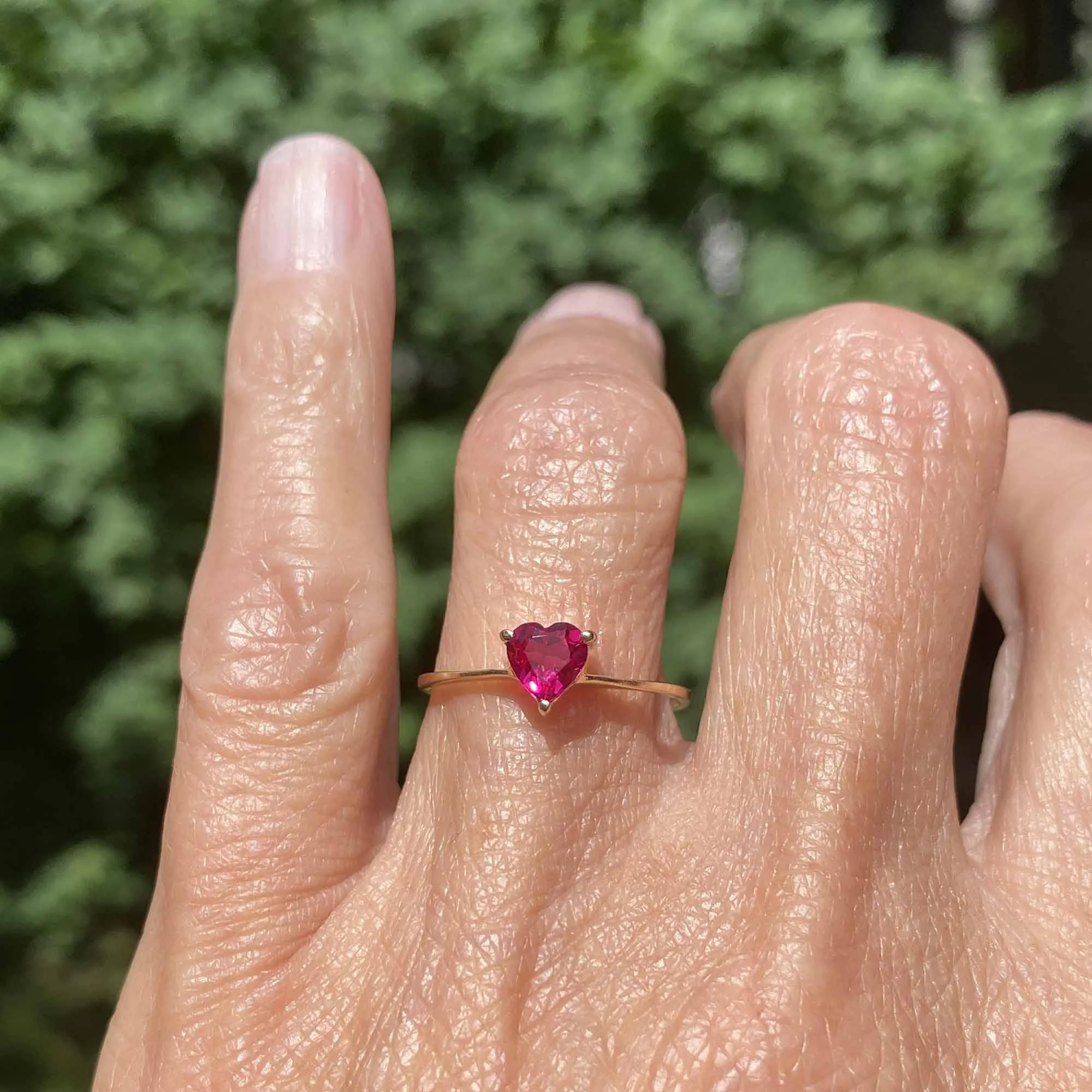 Vintage 10K Gold Solitaire Ruby Heart Ring