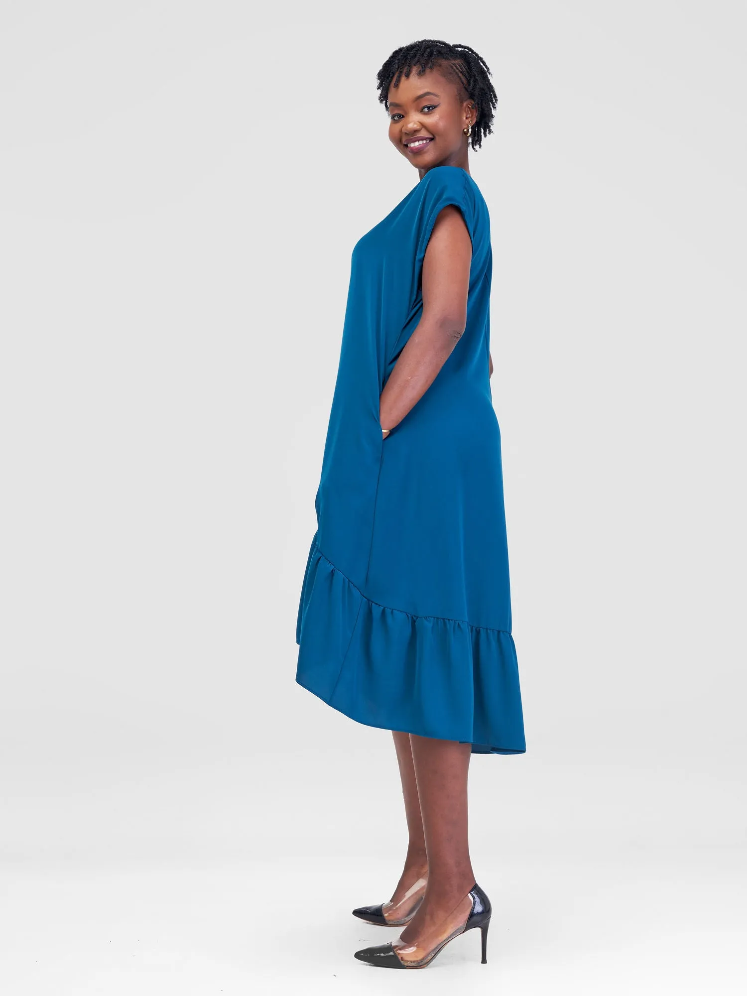 Vivo Asha Drop Shoulder Knee Length Dress - Ocean Depths