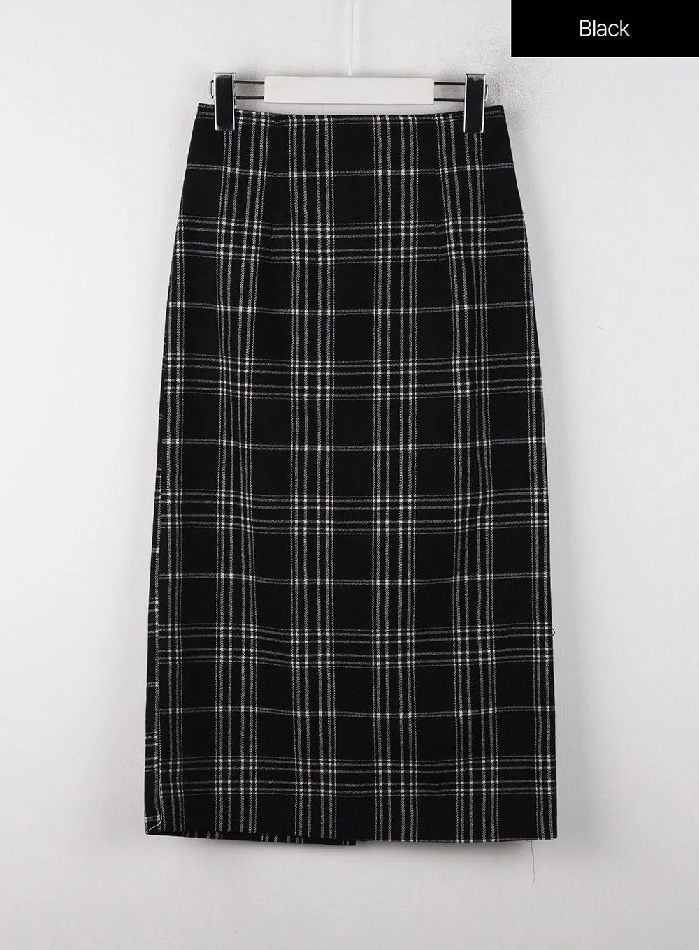 Wool-Like Mid Waist Plaid Maxi Skirt OJ405