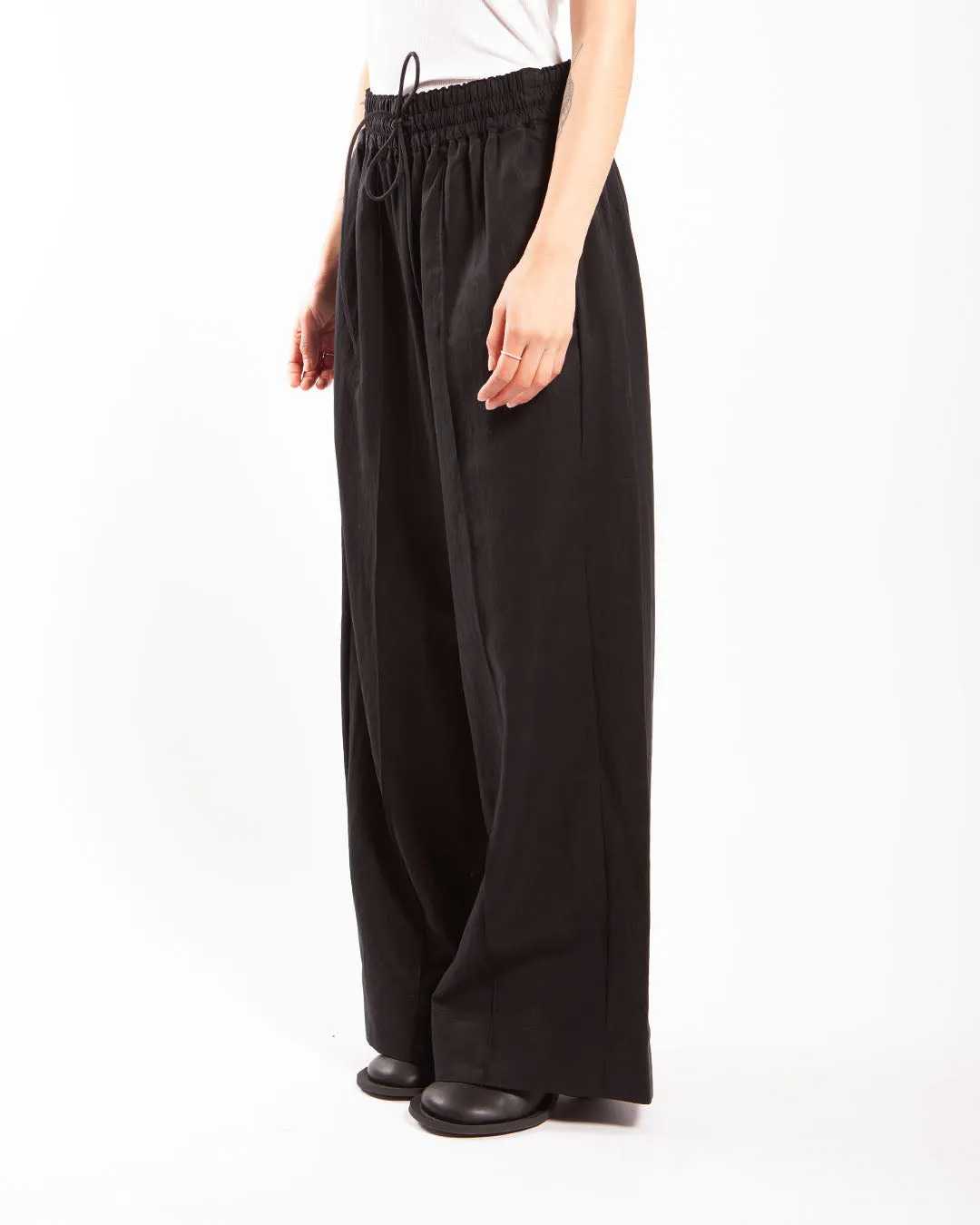 Y-3 Crinkle Twill Wide Leg Pants Black