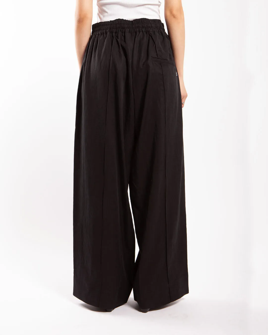 Y-3 Crinkle Twill Wide Leg Pants Black