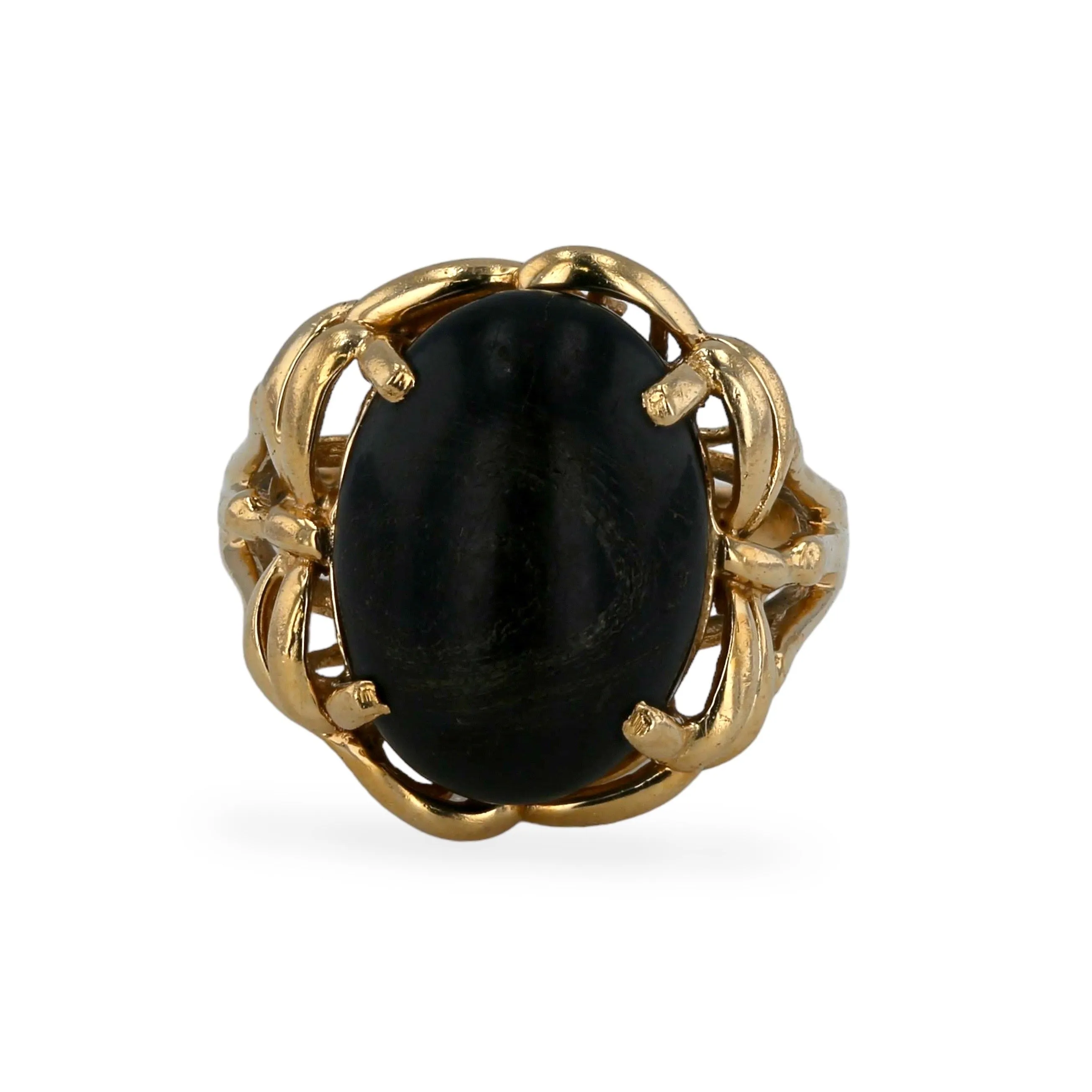 Yellow 14k rough original onyx vintage ring